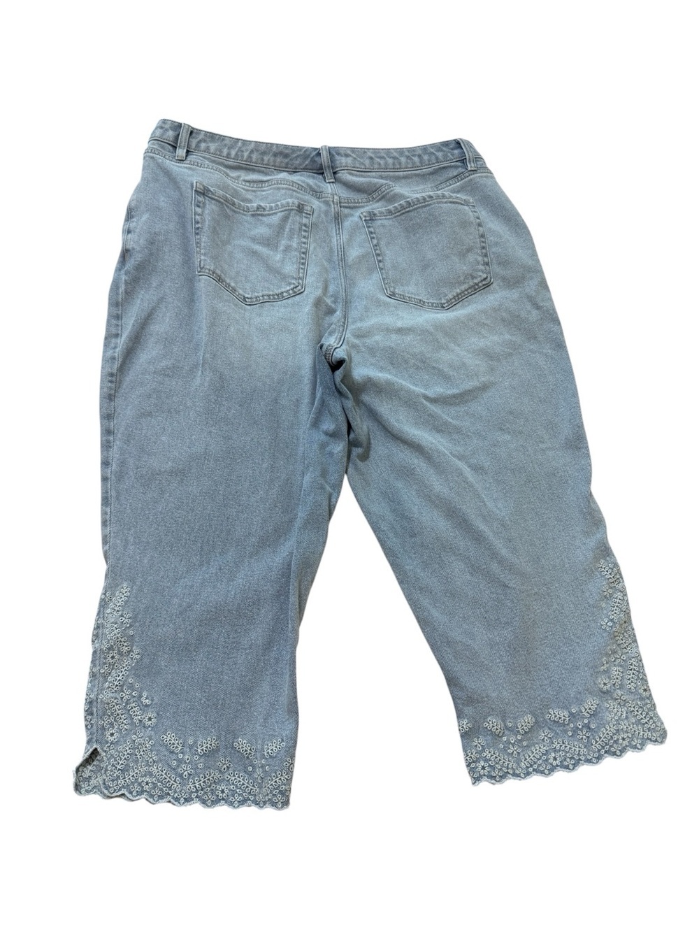 Lane Bryant Light Blue Embroidered Cropped Jeans - Picture 6 of 8